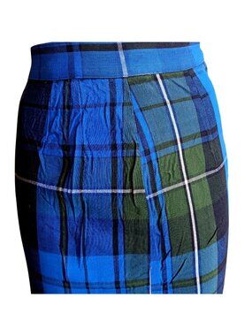 True Vintage 1970's Skirt 22W 22" SMALL Handmade Rayon Scotch PLAID WIGGLE
